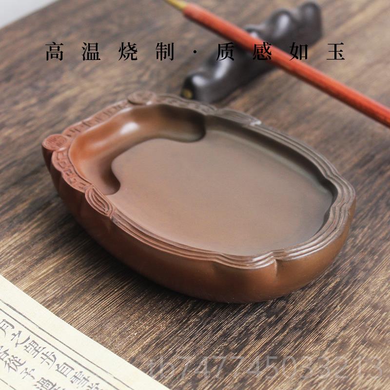 新款小寿砚蝉西澄泥砚文房四传宝学生用砚统非遗包邮纯手山工礼品