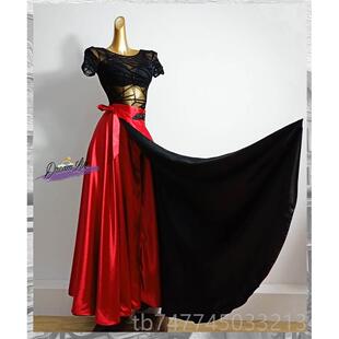 新款西班牙斗牛舞大服蹈服斗篷红色儿童拉丁半舞肚皮舞身裙女成人
