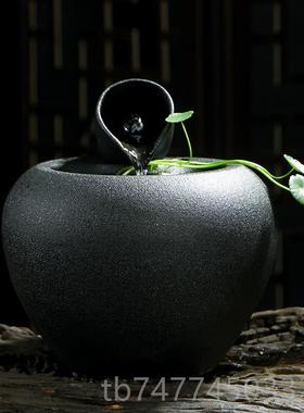 新款家庭礼客厅水化加湿雾器办公室桌面装饰品陶瓷喷泉创意乔迁流