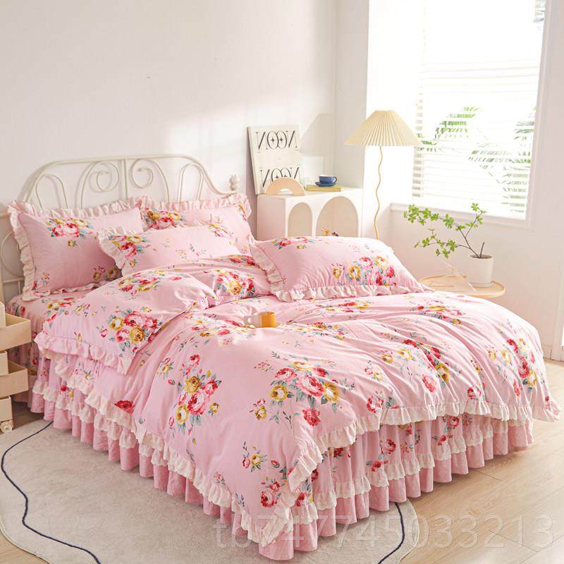 新款韩版田全棉套床罩床裙四件1.8米蕾丝边花纯棉防园滑床单双人,床上用品,床品套件/四件套/多件套,淘宝优惠券,粉丝福利购,淘宝优惠卷