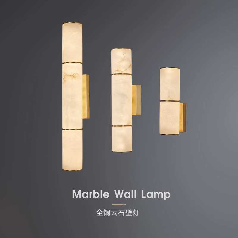 现代简约轻奢酒店客房客厅浴室过道餐厅天然云石全铜卧室床头壁灯