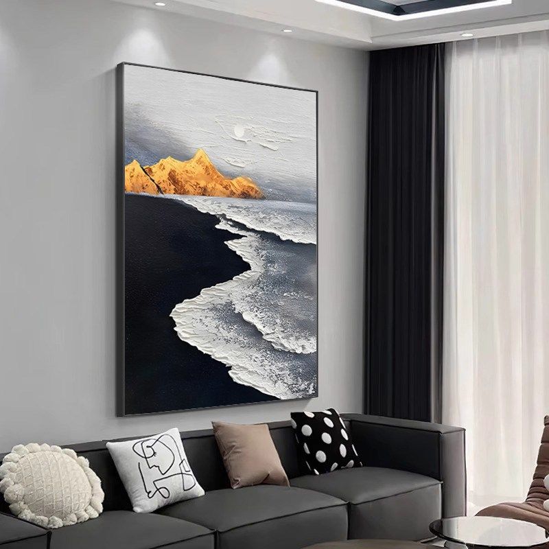 现代简约客厅装饰画黑白肌理感沙发背景墙挂画抽象艺术入户玄关画,家居饰品,现代装饰画,淘宝优惠券,粉丝福利购,淘宝优惠卷