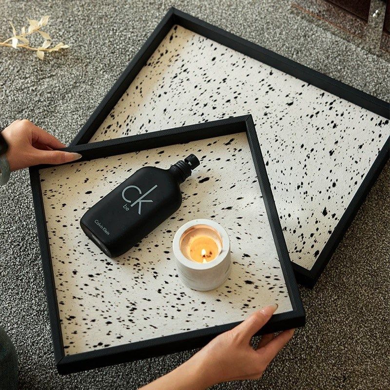 轻奢风样板间售楼处客厅茶几摆件皮质金属马毛托盘软装饰品收纳盒,家居饰品,香薰托盘,淘宝优惠券,粉丝福利购,淘宝优惠卷