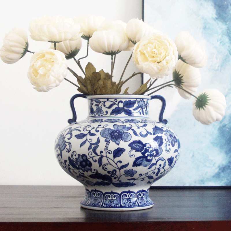 水培花器陶瓷青花瓷花瓶插花瓷瓶中式复古瓷器青花装饰品摆件
