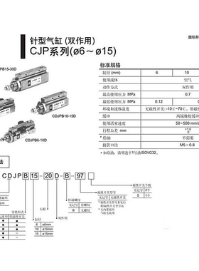 自由安装气缸CDJPT/CDJP2T 双动小型迷你气缸 6/10/15/16*5/10/15