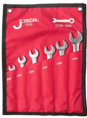 捷科 梅开两用扳手梅花开口扳手组6件套铬钒钢镀铬8-17mmCOM-S6A