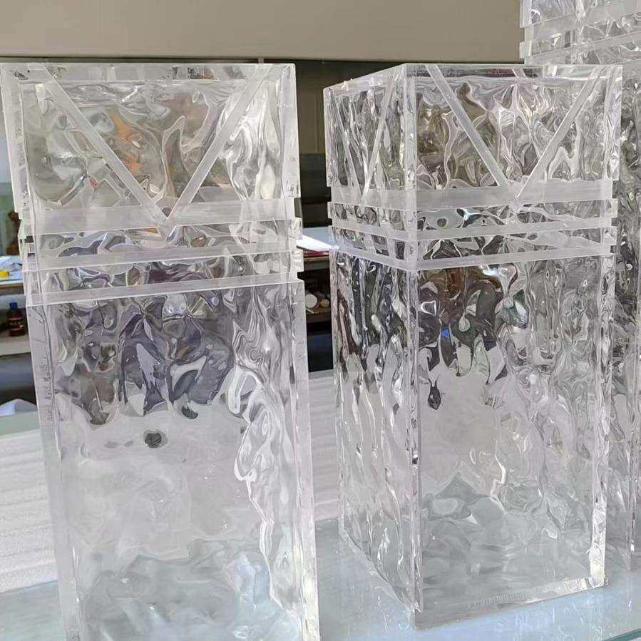 亚克力水波纹板展示台工艺品 有机玻璃特殊纹理板展示架