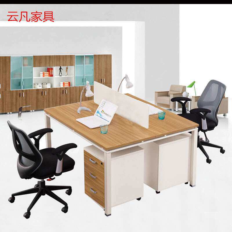 屏风组合办公桌单人财务职员办公桌椅2/4/6人员工桌工作位带高柜