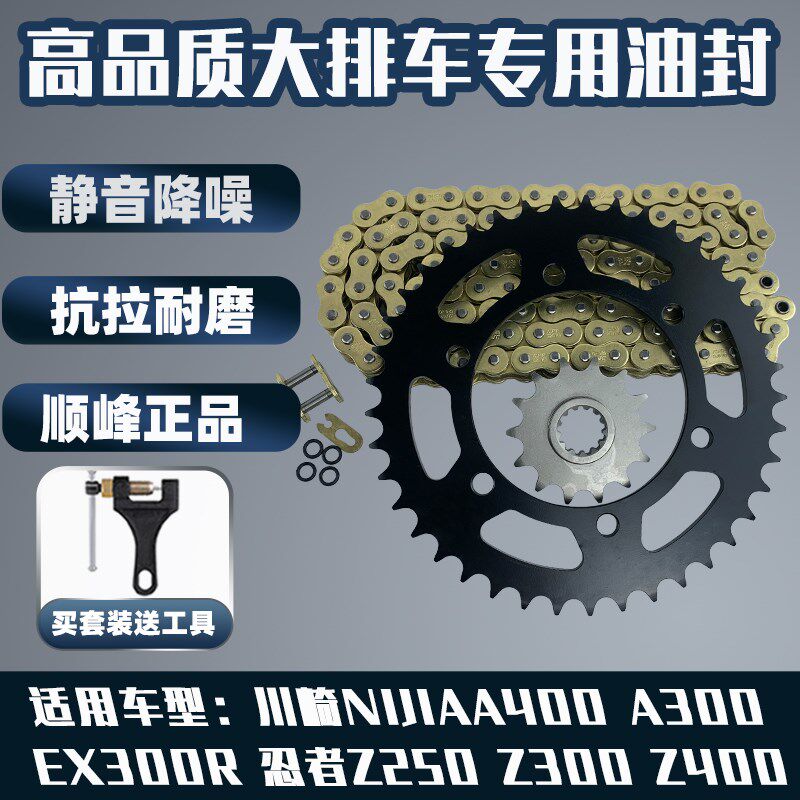适用川崎忍者Ninja400 EX300R Z250改装牙盘链盘链轮油封链条套链