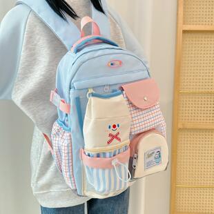 2025新款学院风可爱小众设计书包日系撞色多巴胺双肩包小清新背包