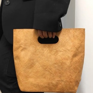 杜邦纸可水洗撕不烂复古通勤牛皮纸女包2025新款手拿包可印