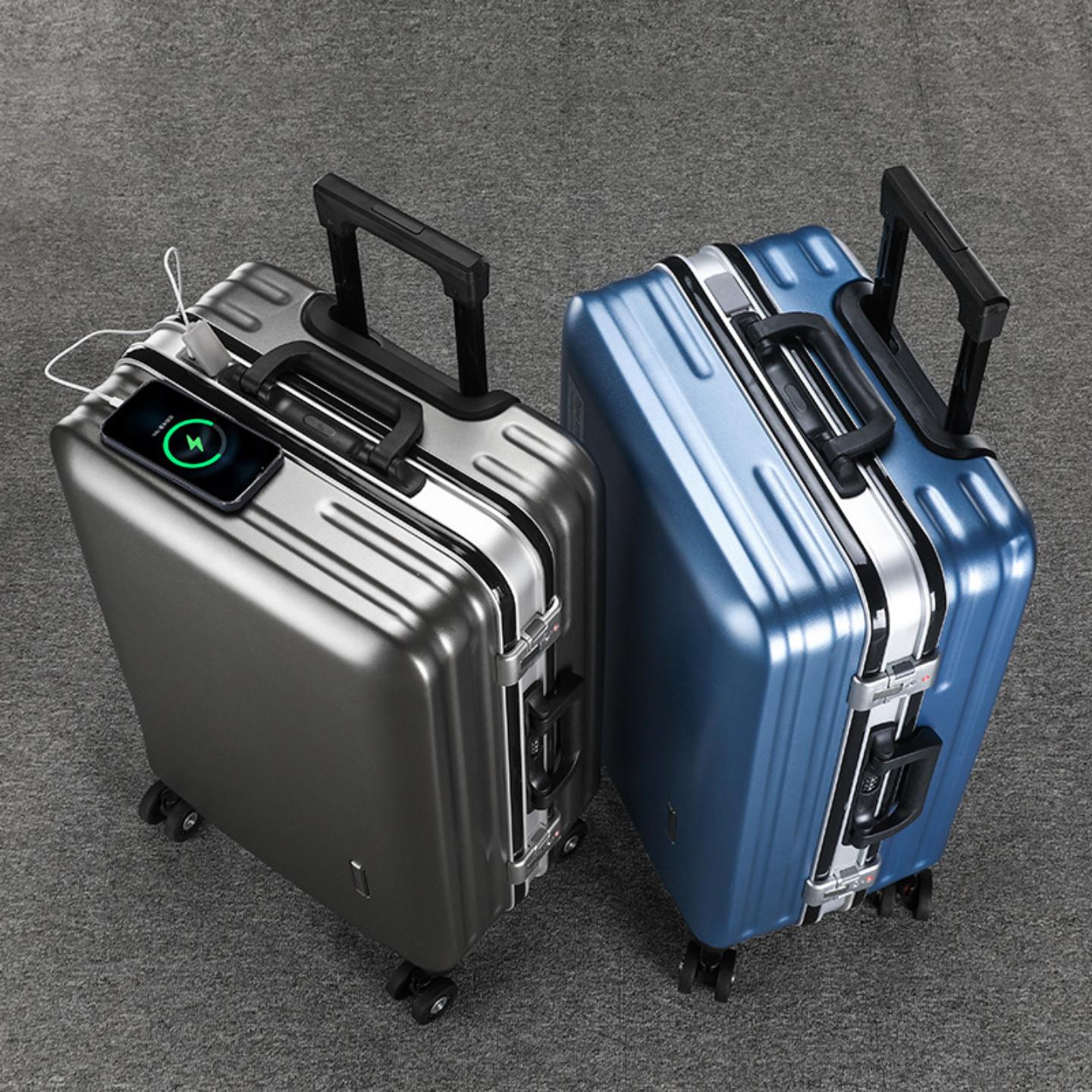 结实耐用铝框拉链行李箱