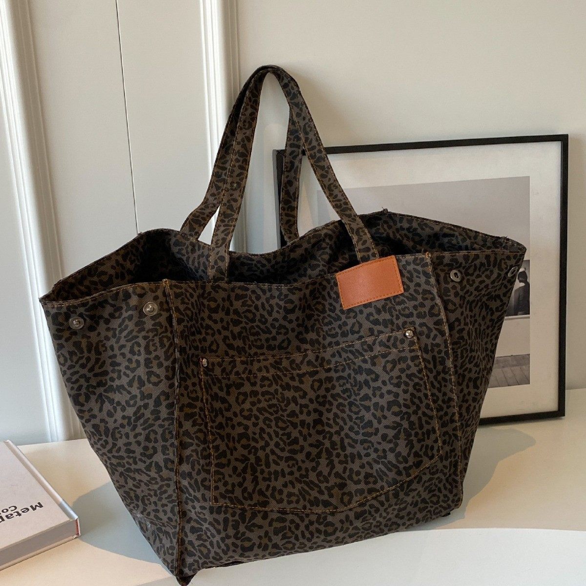 时尚豹纹大容量女士托特包