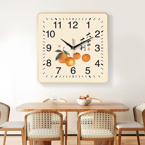 方形挂钟客厅卧室办公室墙静音时钟免打孔简约现代装饰画创意钟表