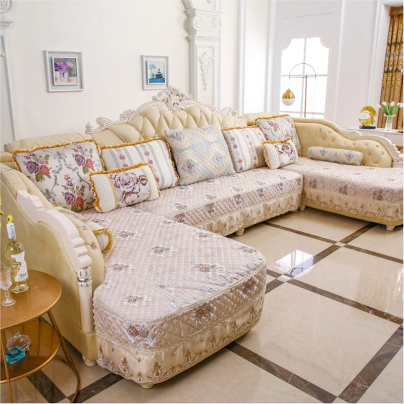 定制欧式沙发垫子全包套罩U型L型四季通用布艺坐垫套防滑保护罩