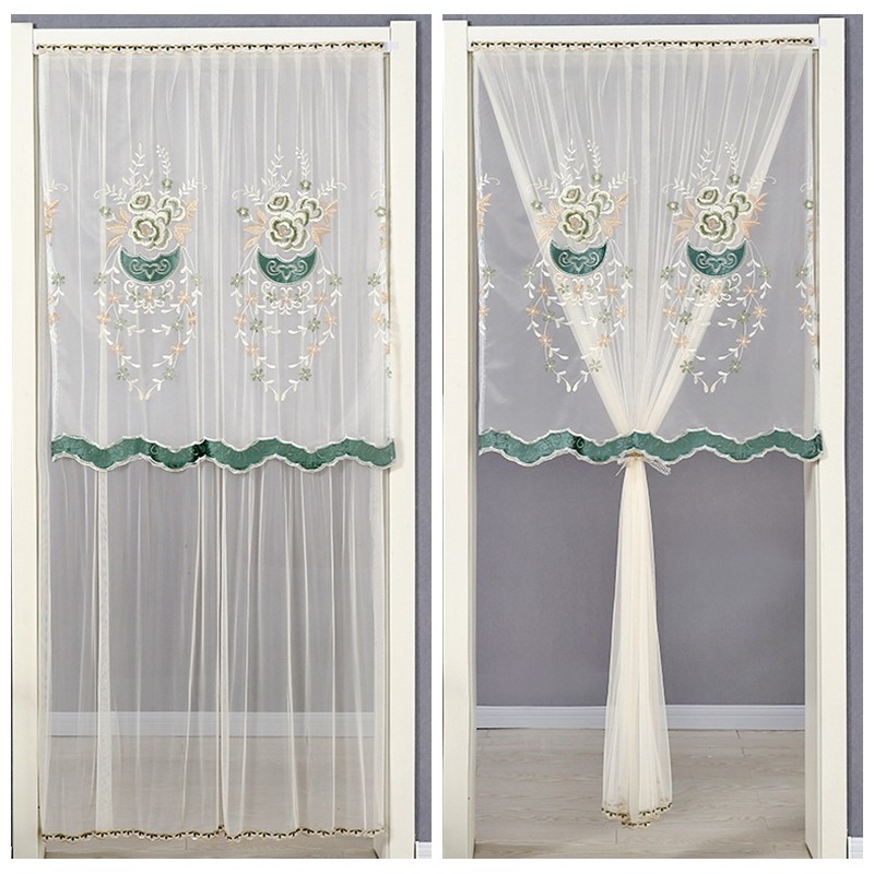 免打孔门帘隔断帘子卧室家用网红蕾丝挂帘厨房遮短帘半帘纱帘
