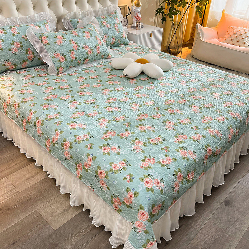 2021年新款纯棉床盖三件套韩式仙女公主风春秋全棉加厚夹棉床单,床上用品,床盖,淘宝优惠券,粉丝福利购,淘宝优惠卷