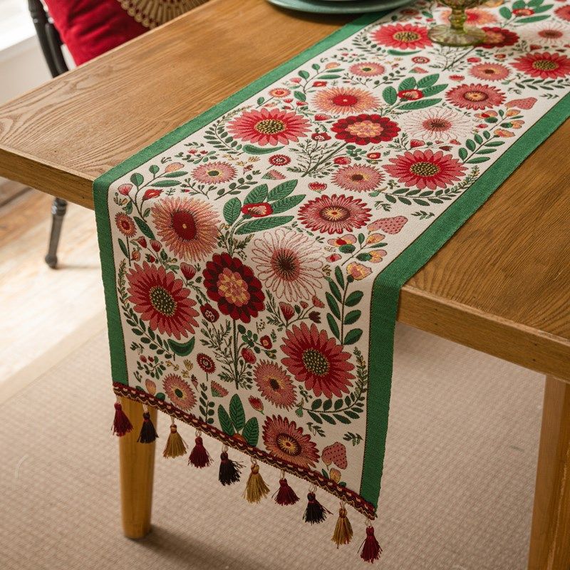 美式复古桌旗高级感田园风新年喜庆餐桌旗布电视柜斗柜盖布装饰布