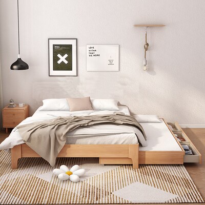 实木儿童床榻榻米1.25米储物床单人双人无床头床推拉床拖床子母床