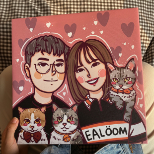 油画布来图定制画 卡通手绘客厅卧室床头情侣 我要变成装 饰画