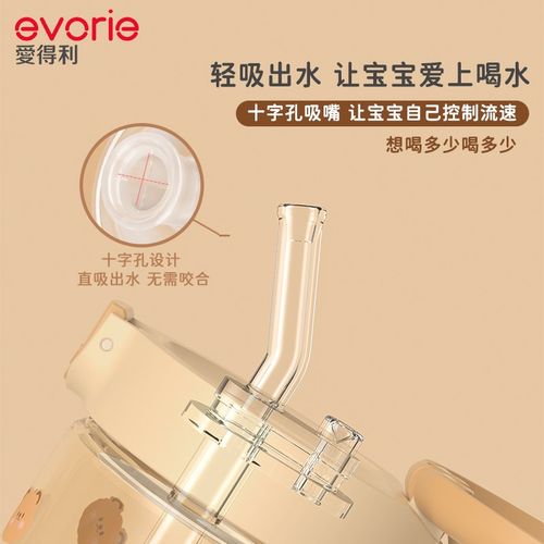 爱得利吸管杯宝宝学饮杯1岁以上婴幼儿童耐摔tritan直饮水杯