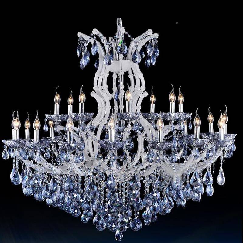 奢613华欧式客厅晶灯别餐墅灯水酒店工程厅吊灯水蓝吊色蜡烛灯夹