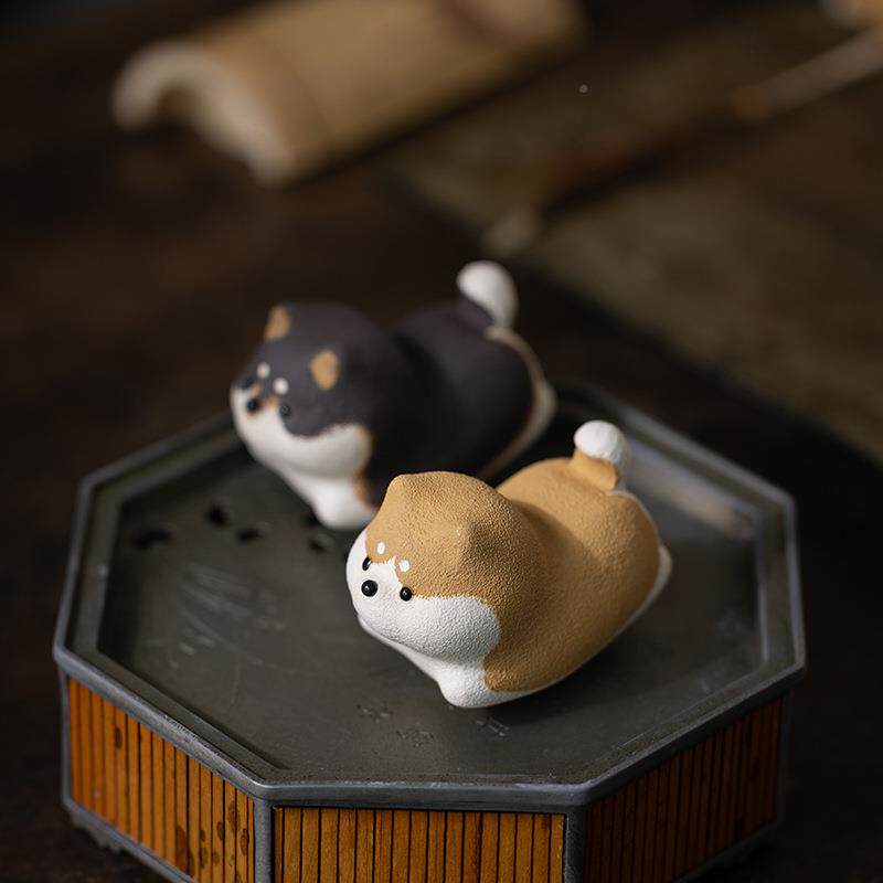 宜原矿BTS紫砂小兴柴犬小飞基柯基茶宠件品茶具家摆居精手工可爱