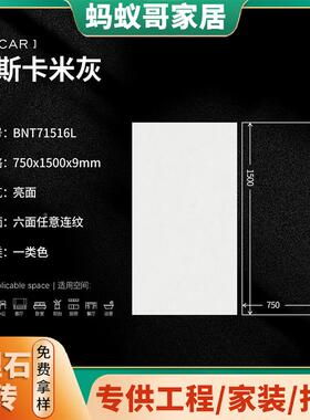 亮光面奥斯卡米灰色系岩板75休0x1大500x贴9mm闲接BNT71516待厅地