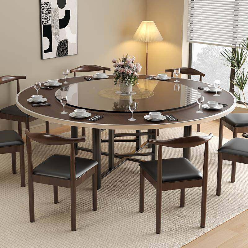 5YA饭1实木餐桌1人餐桌圆桌转家0用小户型桌大圆桌可Z-DYZ-SM折叠