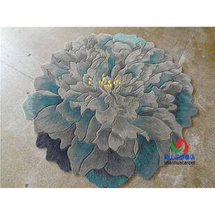 手进口羊673欧式形田园牡毛丹花工朵圆法式客厅茶几地毯书桌椅子