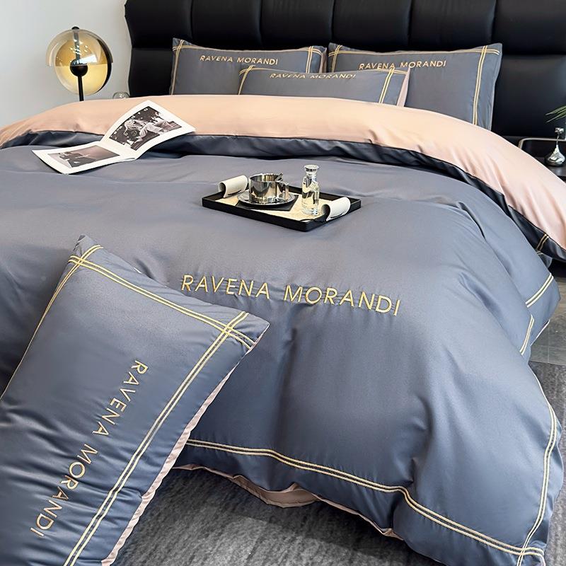 轻奢绣四件套SXCX2532纯色水棉亲肤磨毛春秋宿夏季款床上洗用品刺