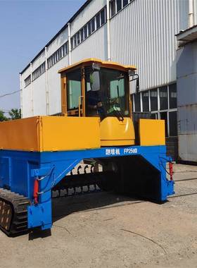 工翻鸡粪发酵履SWFD2000带翻抛机厂条垛堆肥耙机污泥制肥翻堆机