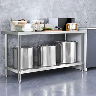 操加ALW厚双不锈钢工作台房切菜剁骨层饭店作台商用打荷厨打包台