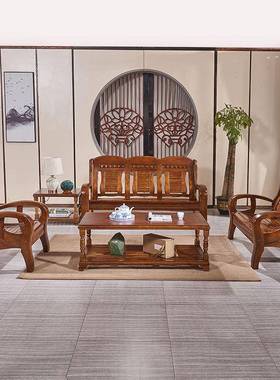 现代实中木式全质沙发1+2+组合全木农村沙发客厅小户型沙KFI3发组