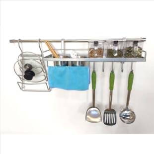 高斯锈钢厨房置物架铂挂杆钩挂壁式 888能调料不收纳挂挂件挂 多功
