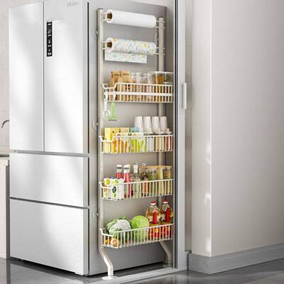 冰架侧收纳置物架厨房调KGD味料品缝免打孔靠箱墙夹多层窄边储物