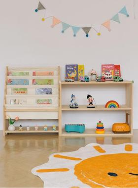 布艺书架儿童落地本阅区置书本玩具收纳架布实BZQ木宝宝小读书架