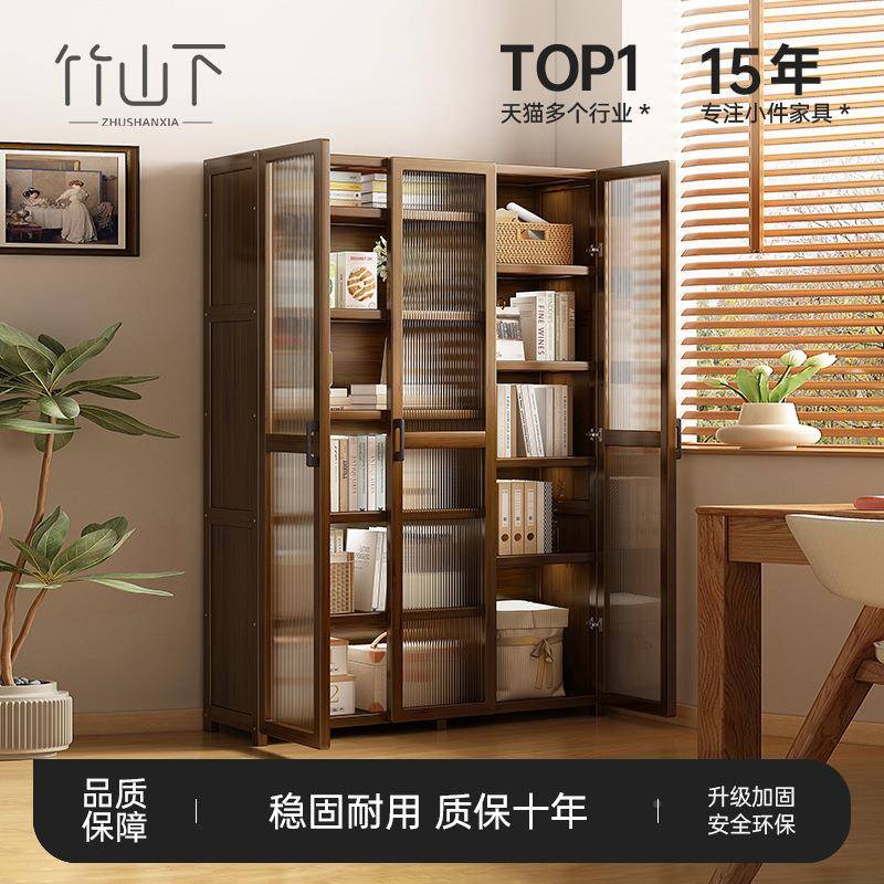 置物架带113实木书架纳一墙体储物柜用收书书柜柜门家用整厅防尘
