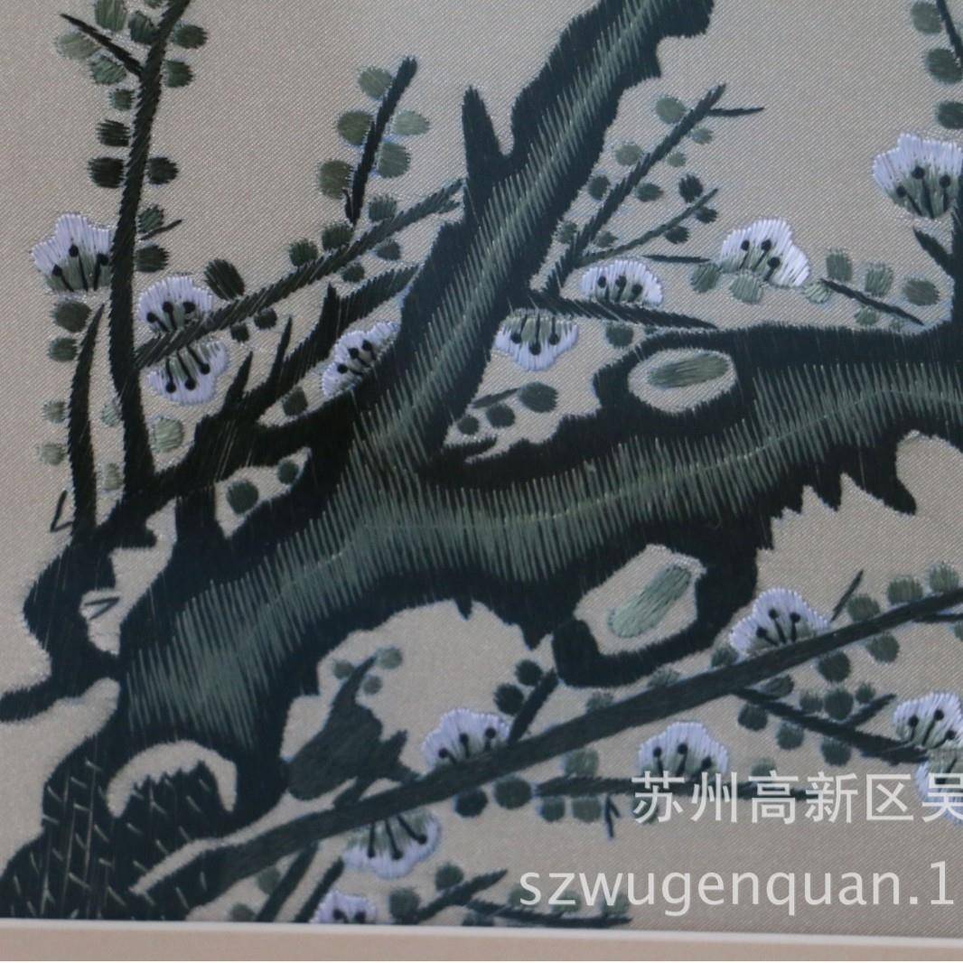 苏绣成品挂画客厅书房带框州装饰画苏工刺99绣画梅竹兰手菊四联幅
