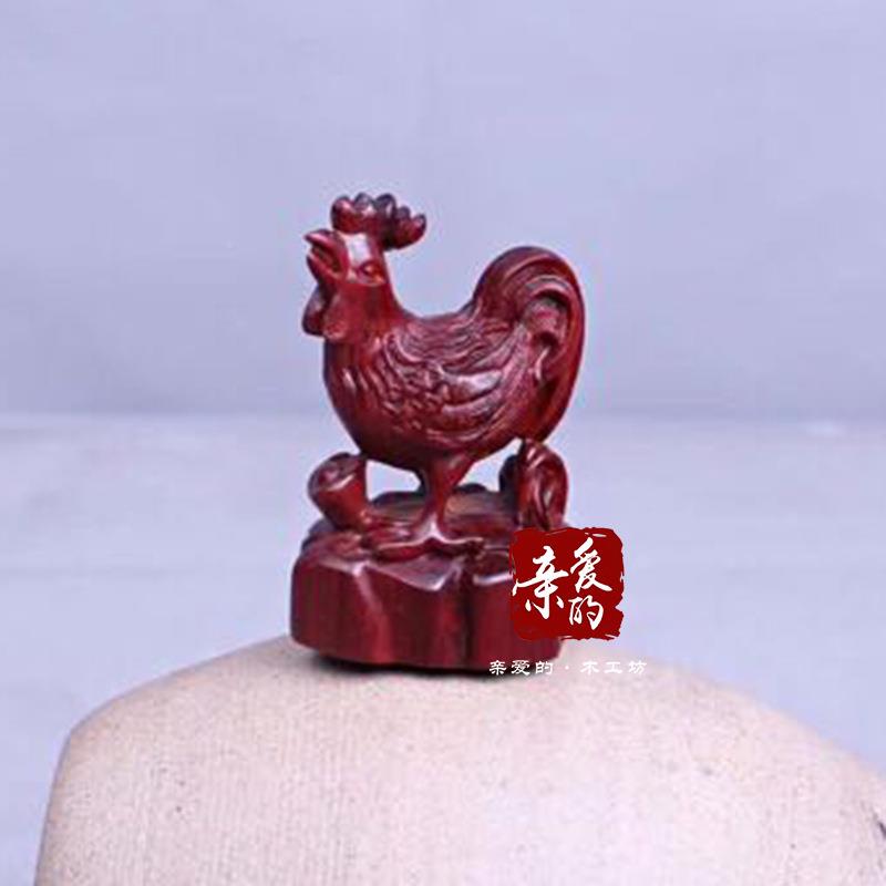 印度小桌叶鸡手把件紫檀家居面文小质摆件金鸡手把玩车载酒柜装饰