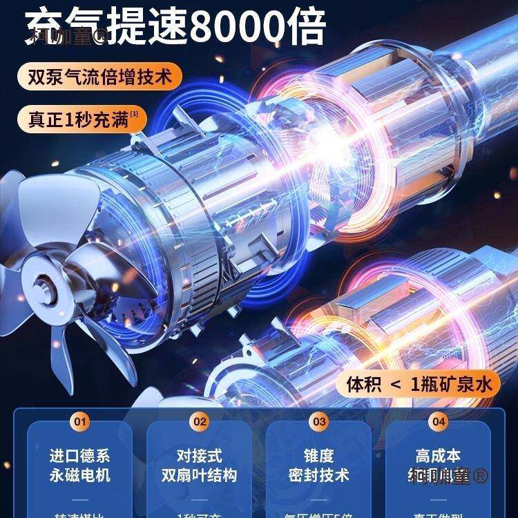 车载充气打气泵小轿车便式车用轮QIU胎大功率电动无携线汽高泵麦