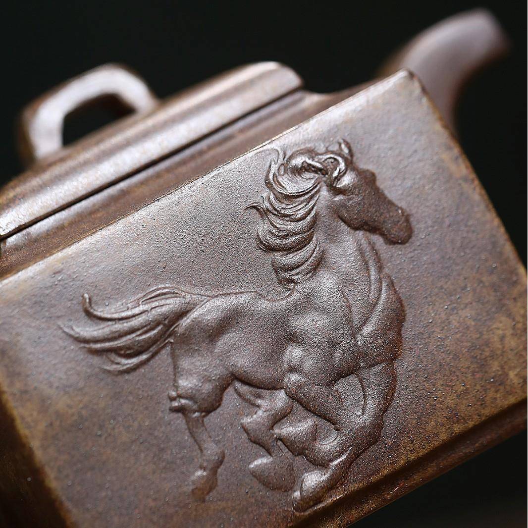 宜兴紫ZHIFU-39砂当壶原半矿沉香泥匠人手工制作一马先四壶直方销