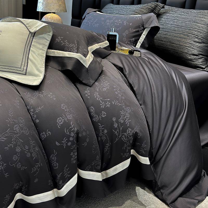 美式天丝长棉四件套套奢提花被轻罩纯棉被全RW棉床单四季款绒床品