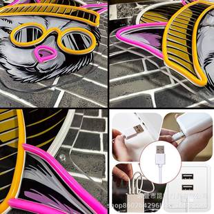 L广ED背板霓虹灯镜猫灯墙挂装饰ed霓虹造型告牌热DZZ眼销