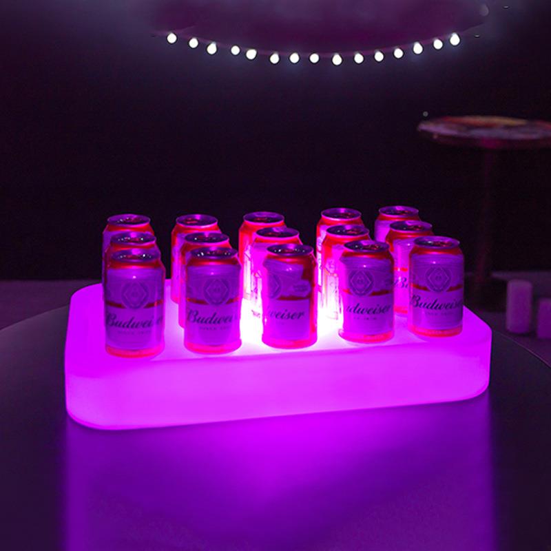 ld发光酒盘七彩酒长方形酒托充电遥控啤红V酒托BWD盘夜e店吧KT展