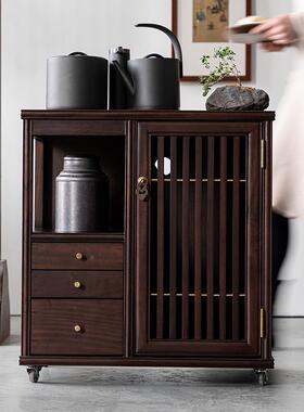 一几体胡桃茶水柜茶车边柜实木茶烧水移壶中22js0818式木动茶桌家