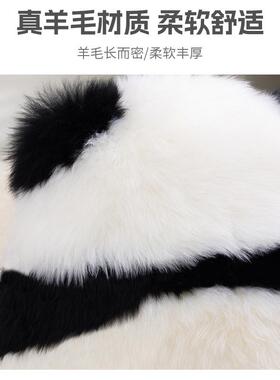 羊毛厅熊猫抱枕客yt-3011发卧纯羊毛靠枕飘窗垫室熊猫背影沙靠枕