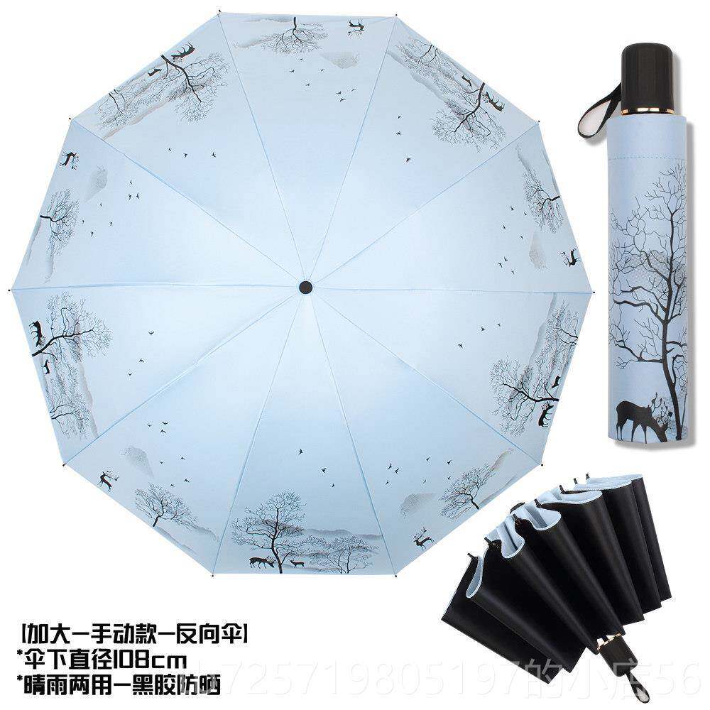 高档男系晴防雨伞文艺创意个性潮流折叠两用女复古风太阳伞晒盐中