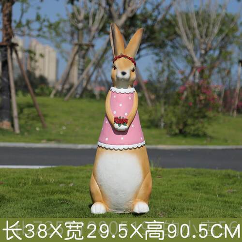 高档采购产兔品花装饰，庭院装饰，小庭院装饰意，创户外树脂迎宾