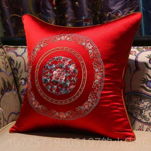 高档新中式抱枕红木沙发靠靠垫中国客风厅椅子腰靠床头大背垫刺枕
